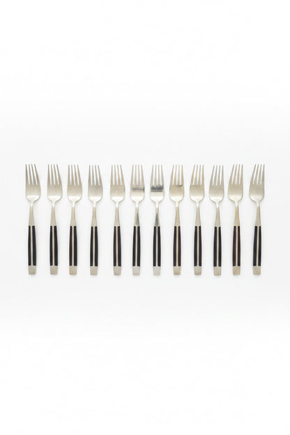 Vintage Jean-Claude Rosewood &amp;amp; Bronze Flatware Set for Twelve