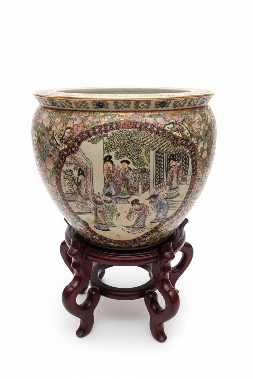 Large Chinese Famille Rose-Style Porcelain Bowl