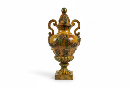 Urne couverte vintage en majolique italienne