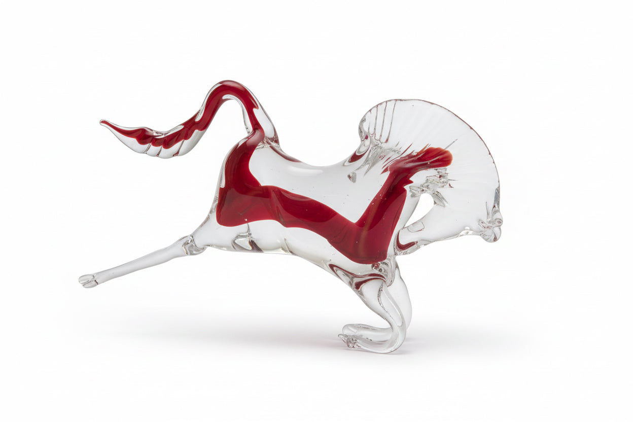 Vintage Murano Red Art Glass Horse