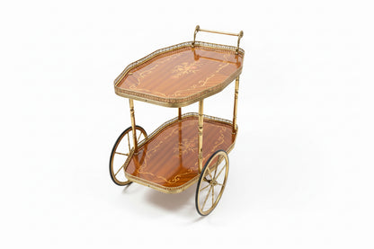 Vintage Italian Bar Cart with Marquetry Inlay