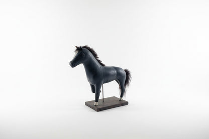 Sculpture de cheval en bois, art populaire québécois vintage