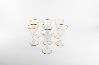 Verres à vin de Bordeaux Saint-Louis en cristal Lozère à liseré doré (lot de 7)