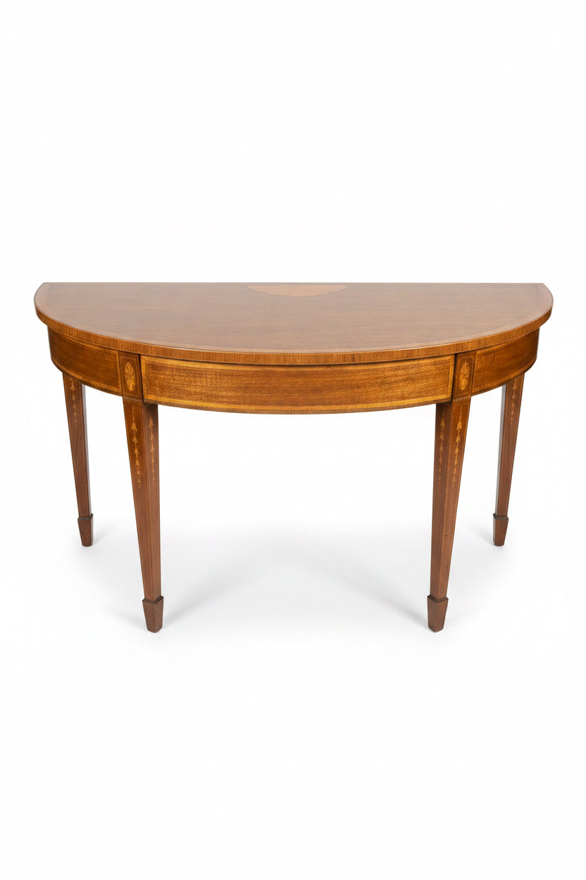 Edwardian Inlaid Mahogany Demi-Lune Console Table