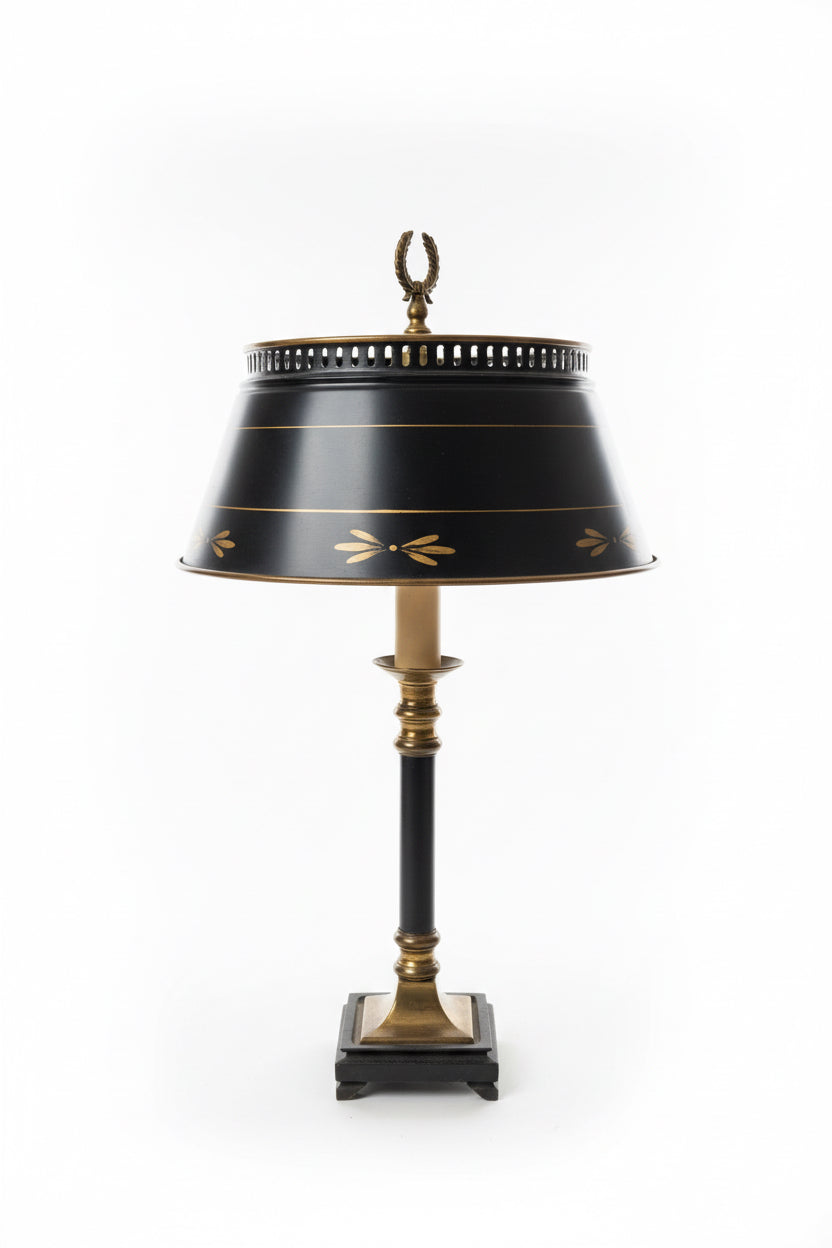 Lampe de bureau de style Empire vintage avec abat-jour en métal