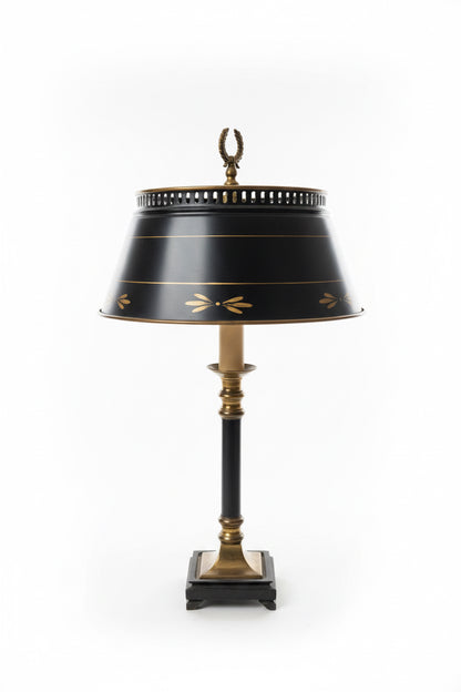 Lampe de bureau de style Empire vintage avec abat-jour en métal