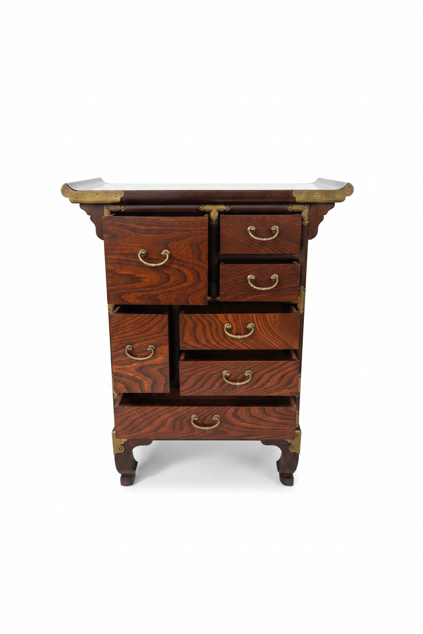 Vintage Korean Cabinet with Brass Hardware