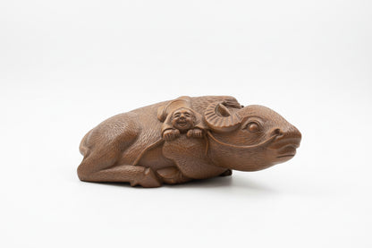 Sculpture chinoise ancienne en bois sculpté d&