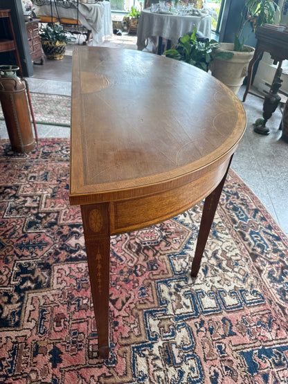 Edwardian Inlaid Mahogany Demi-Lune Console Table
