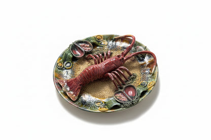 Assiette homard majolique vintage