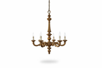 Lustre en bois doré du milieu du siècle