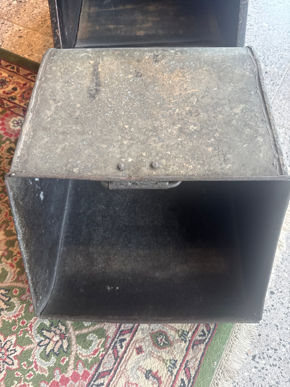 Victorian Antique Ebonized Wood Brass Coal Scuttle 1880s.