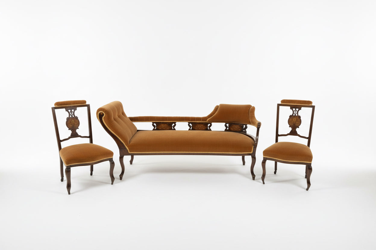 FIX Chaise longue antique avec deux chaises assorties