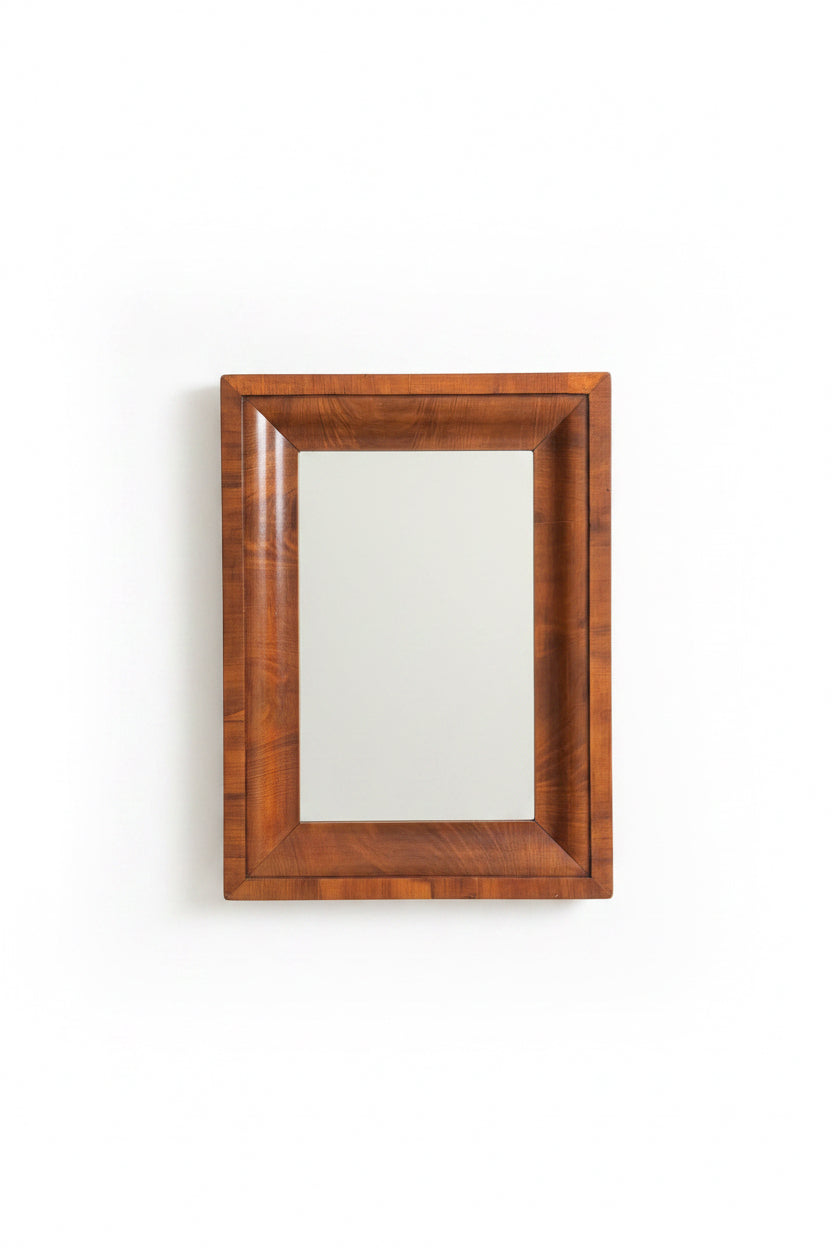 Antique Biedermeier-Style Walnut Mirror
