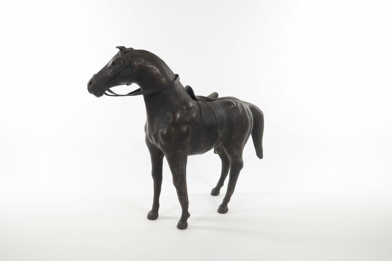 Figurine équestre de cheval vintage en cuir fait main