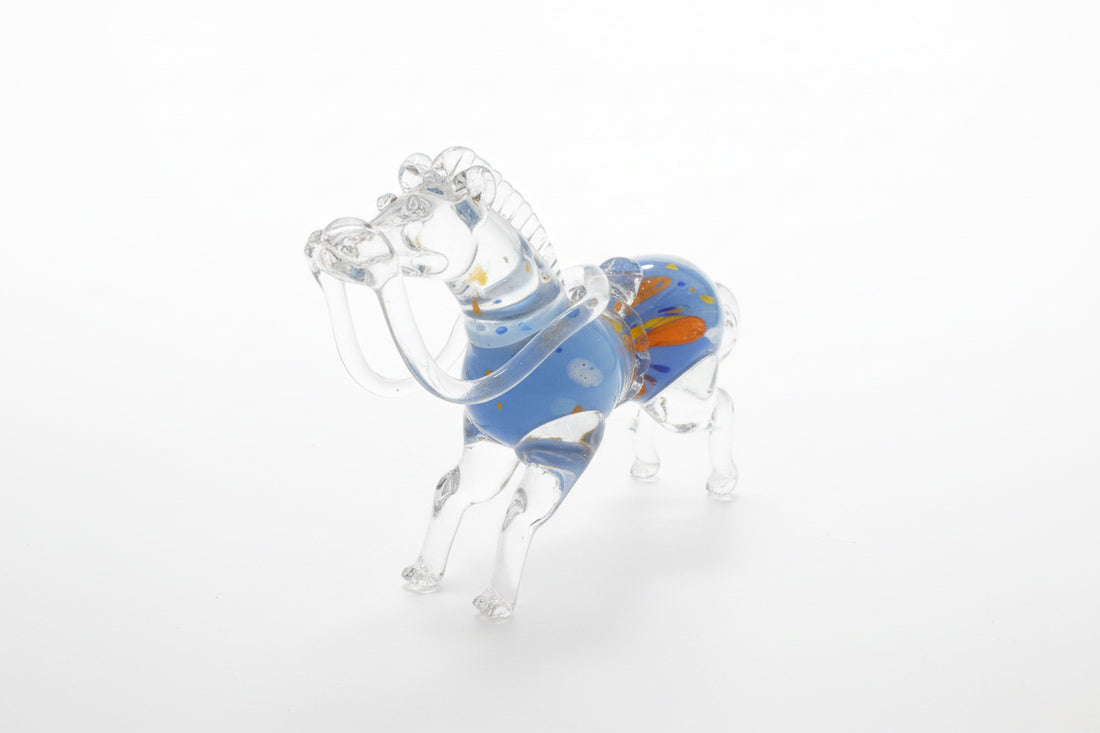 MCM Italian Mouth Blown "Horse" Colored "Murano" Glass Art Sculpture - 1950s - Italy