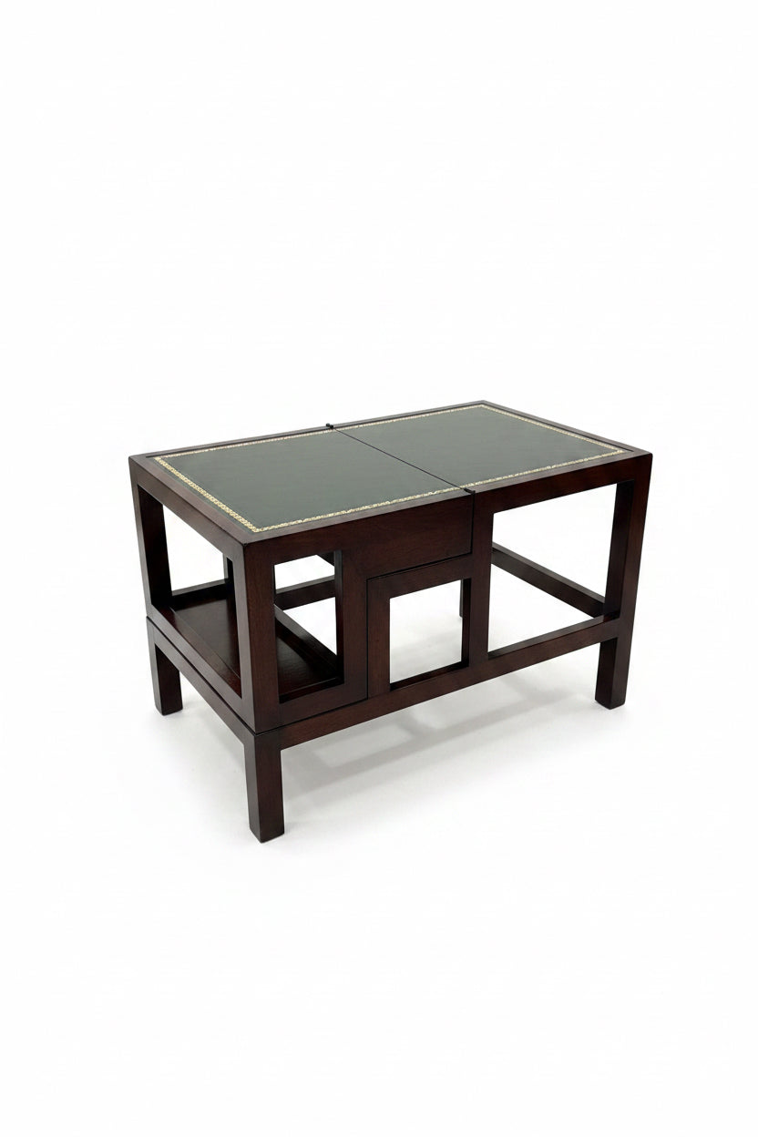 Metamorphic Library Steps Leather Top Side Table