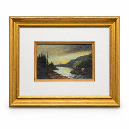 Vintage Framed Oil Landscape – Woodland River