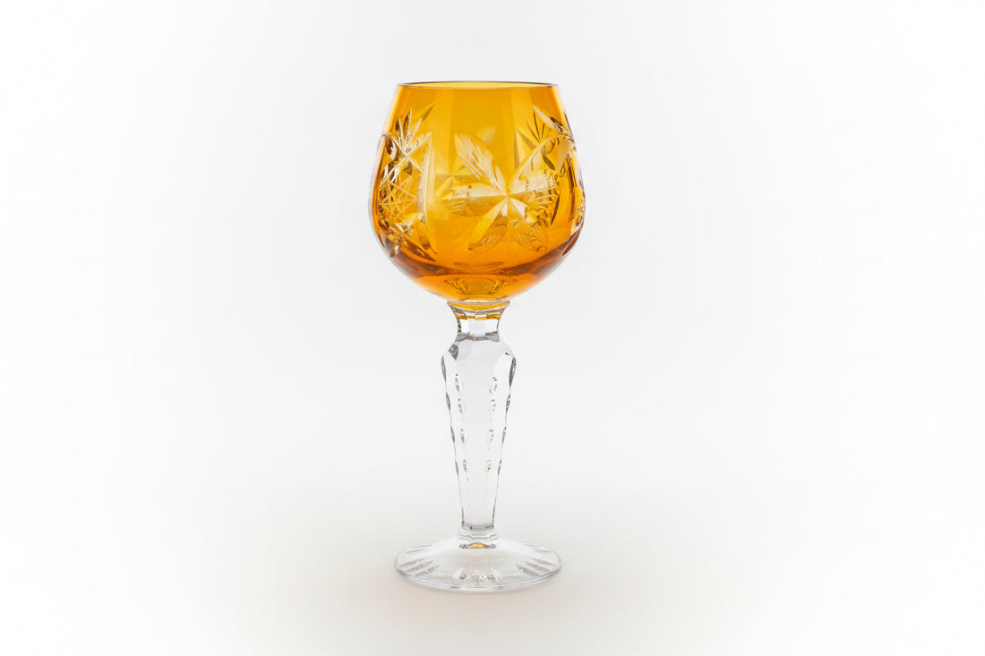 Set of 6 Vintage Tangerine Crystal Digestive Glasses