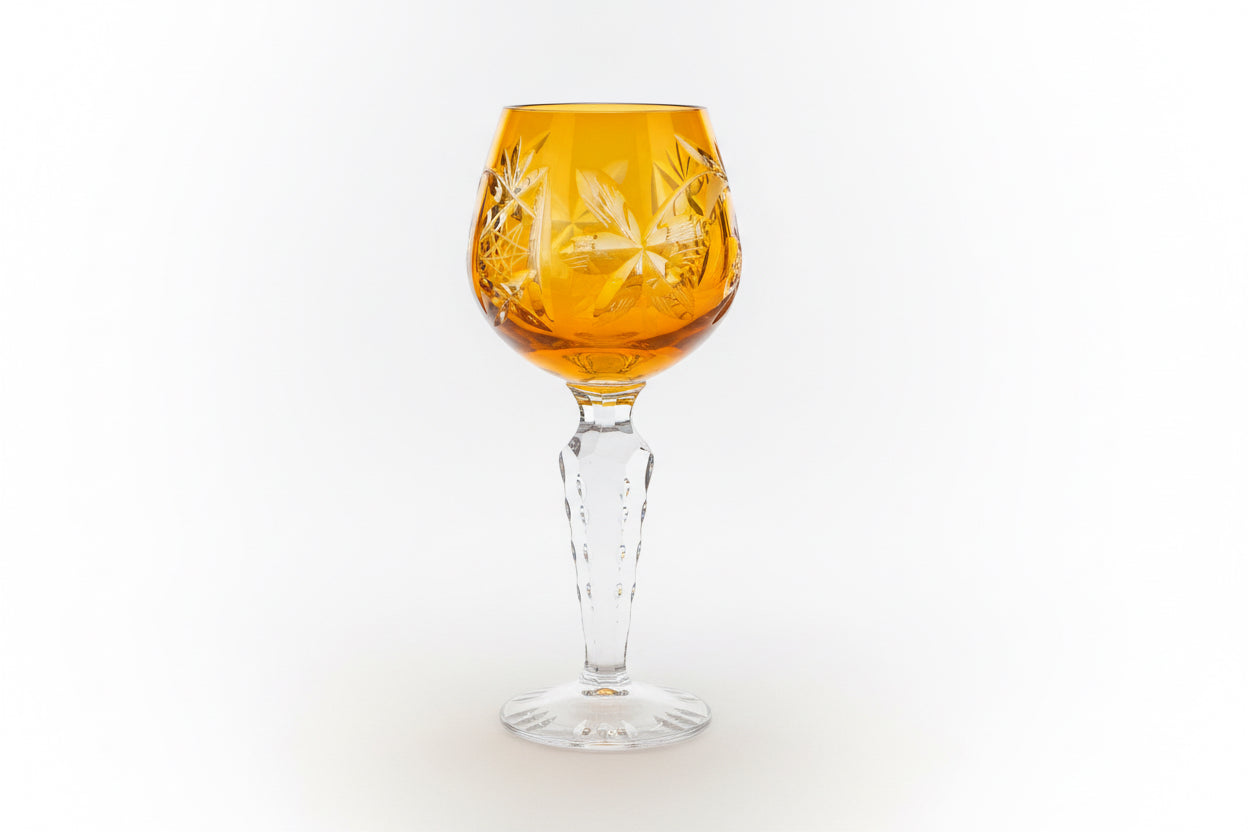 Lot de 6 verres à liqueur vintage en cristal orange mandarine