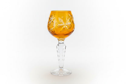 Lot de 6 verres à liqueur vintage en cristal orange mandarine