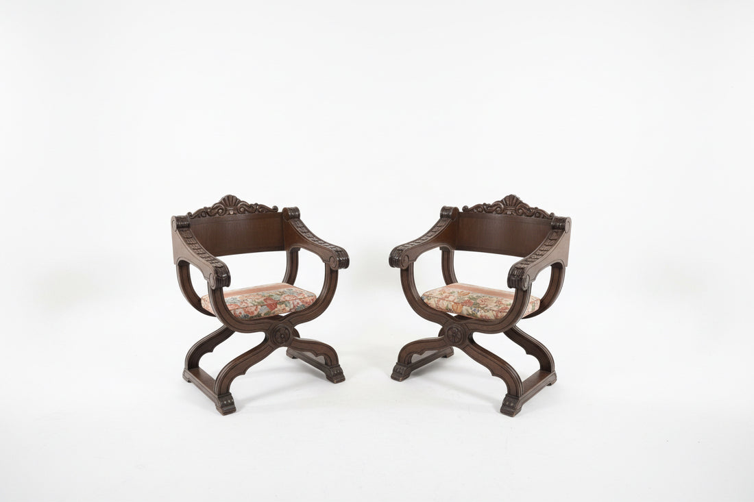 Pair of Vintage Italian Savonarola-Style Chairs