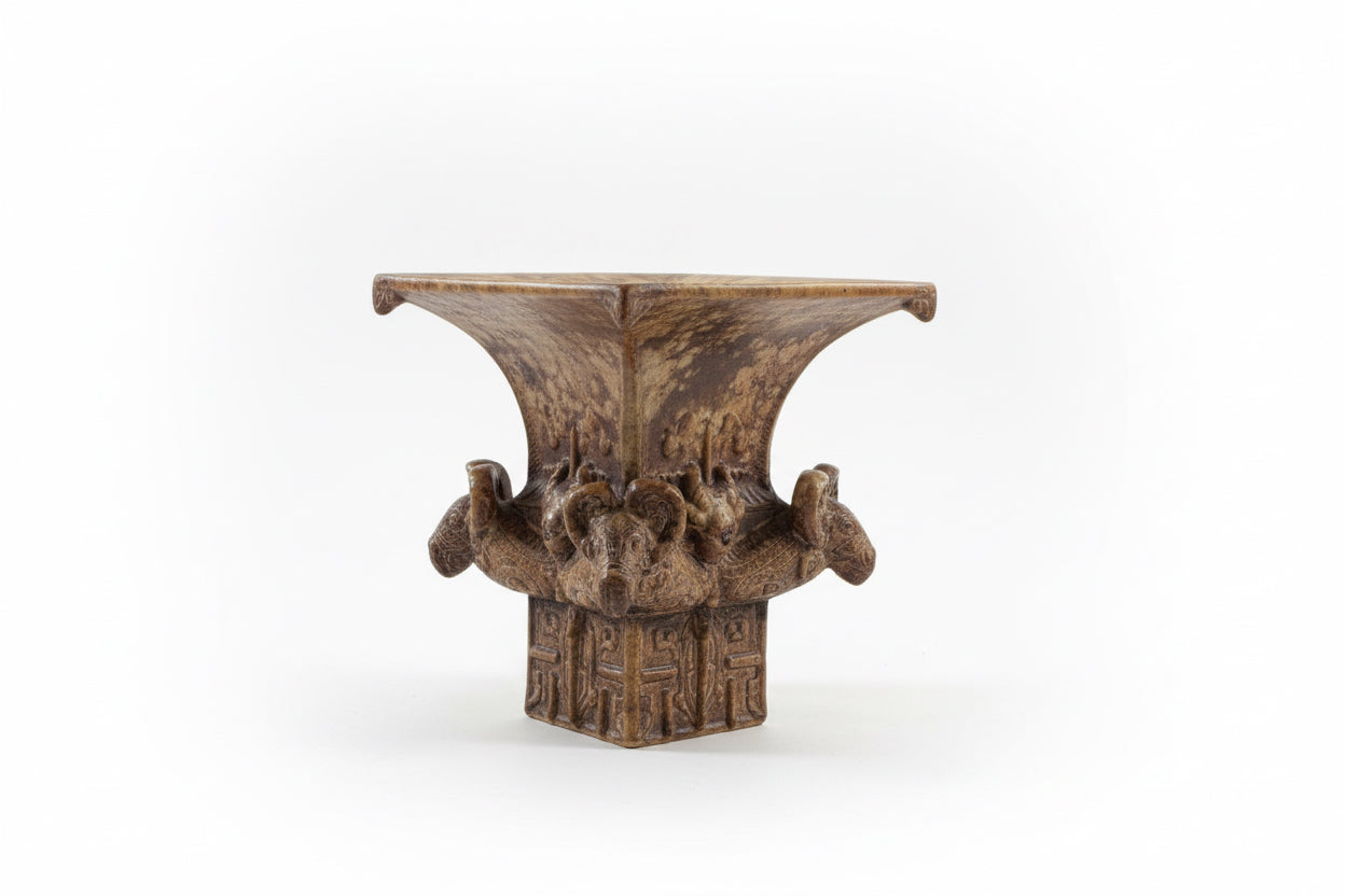 Chinese stone vase with ram heads