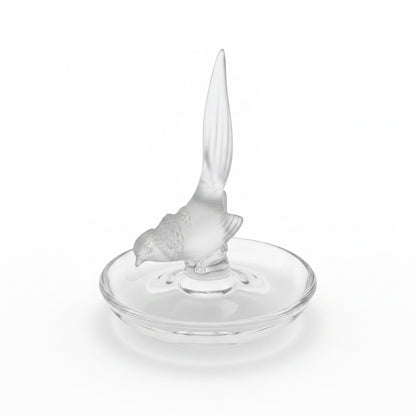 Frosted crystal pheasant ring older - Lalique, France