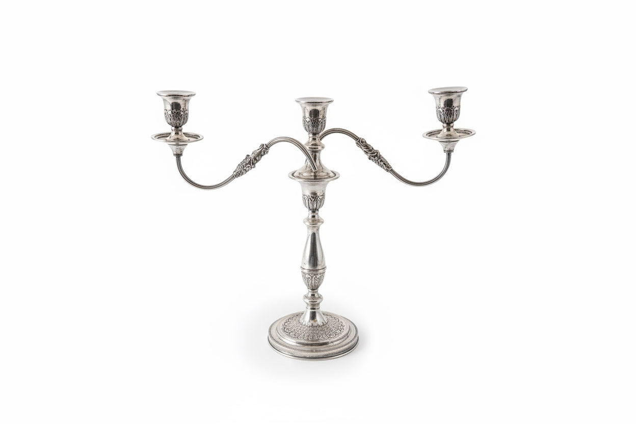 Candelabre vintage en métal argenté