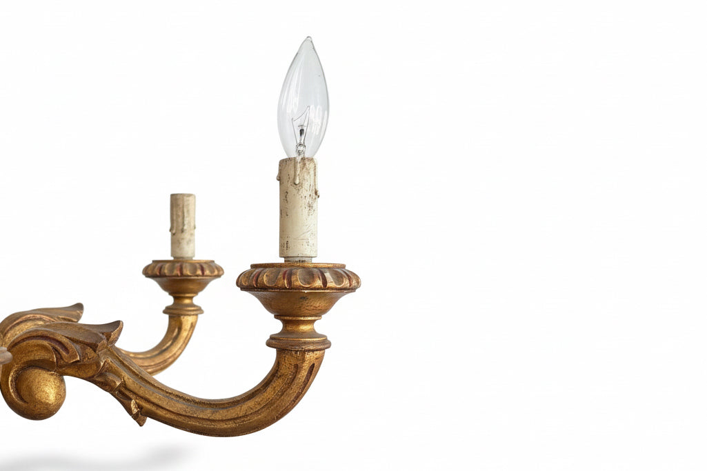 Lustre en bois doré du milieu du siècle