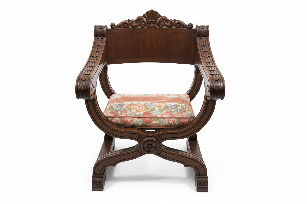Paire de chaises de style Savonarola italiennes vintage