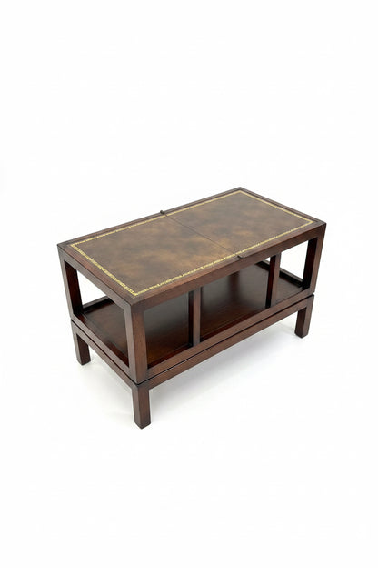 Metamorphic Library Steps Leather Top Side Table