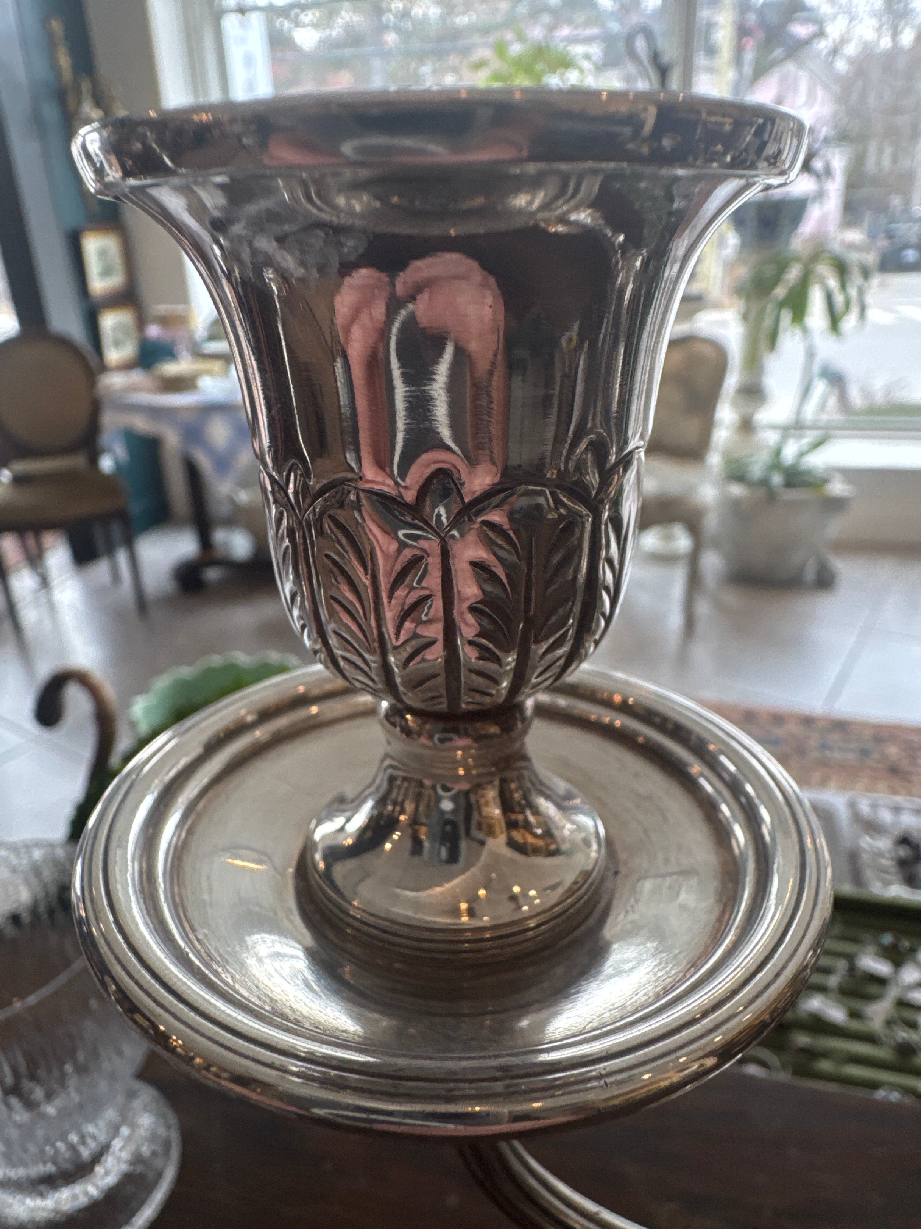 Candelabre vintage en métal argenté