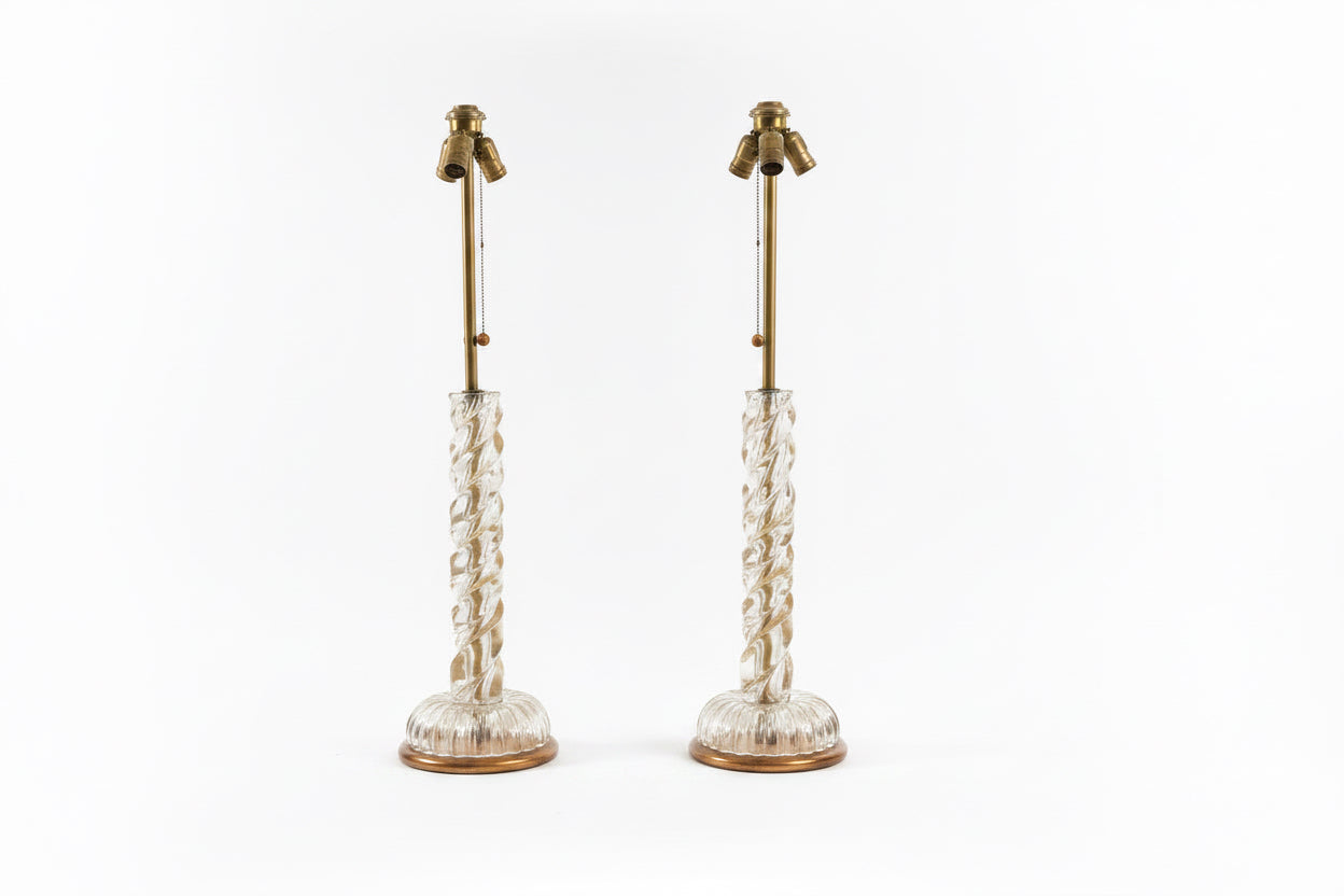 Paire de lampes de table italiennes de Murano