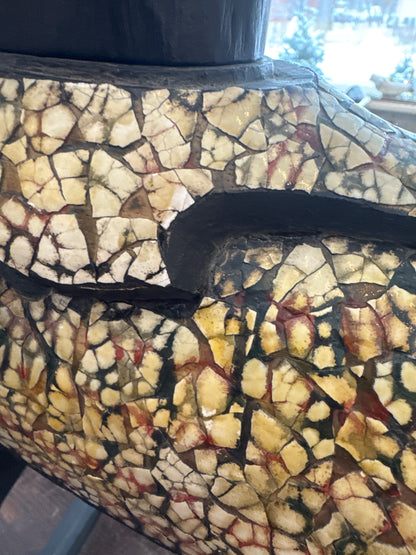 Vintage Wooden Rocking Horse with Mosaic Back