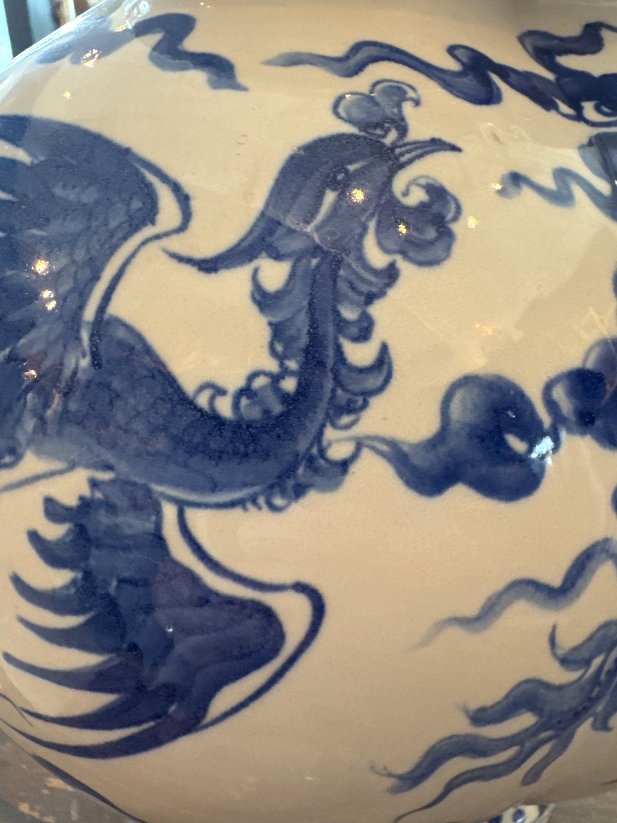 Chinese Blue and White Dragon Ginger Jar