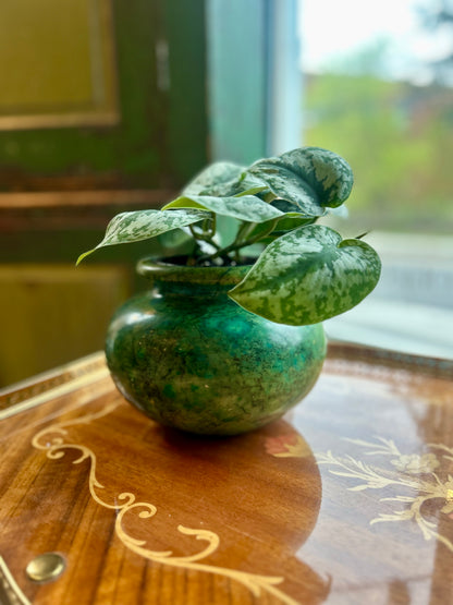 Vintage Green Alabaster Stone Jardiniere