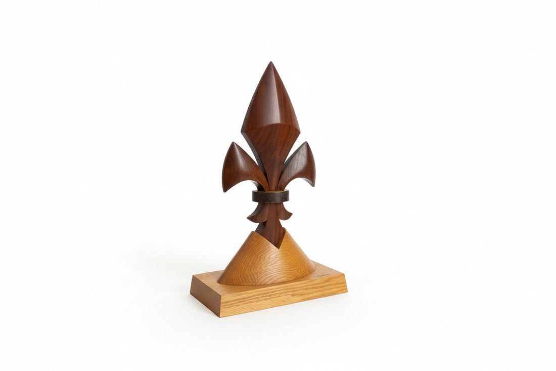 Fleur de Lys Wood Sculpture by P. Guillemot