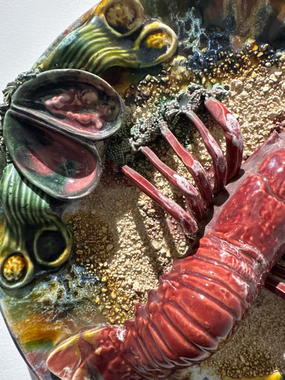 Assiette homard majolique vintage