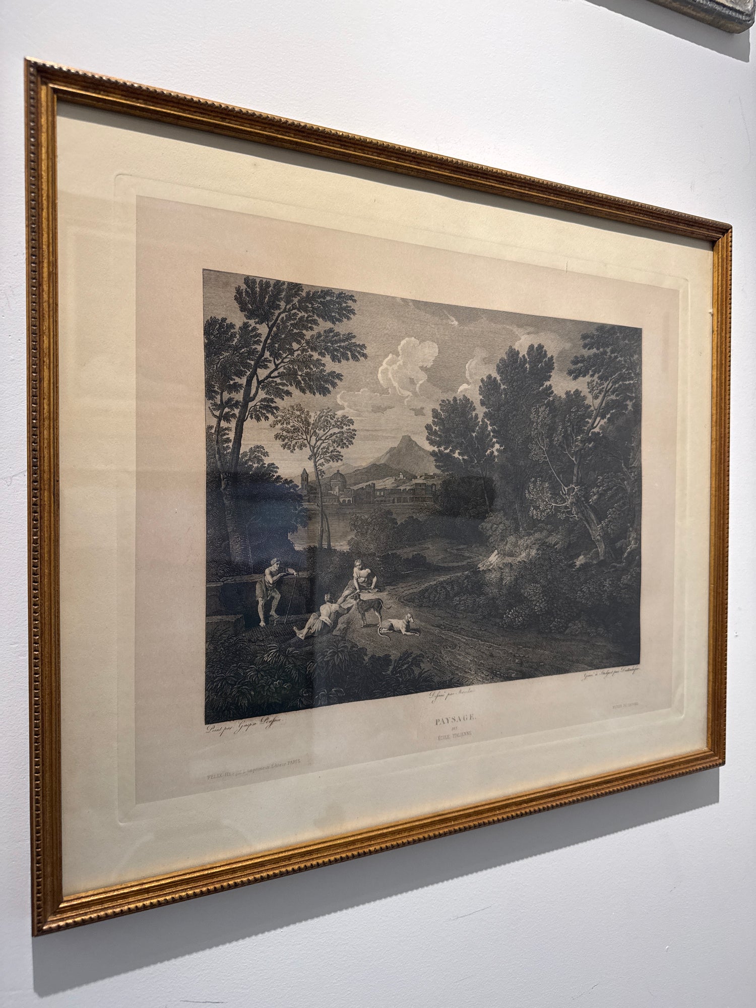 Gravure du XIXe siècle — Paysage (Des Bergers dans une Vallée)