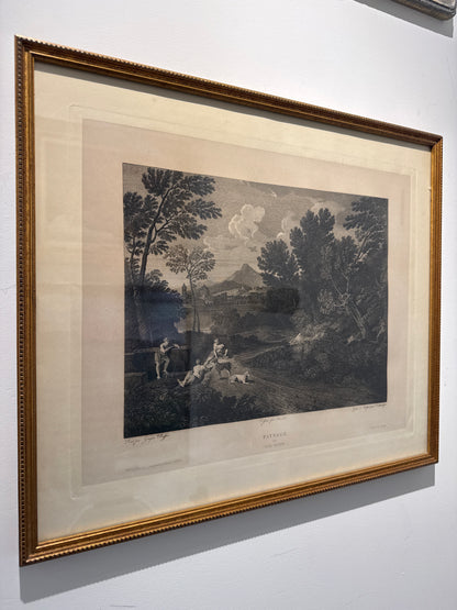 Gravure du XIXe siècle — Paysage (Des Bergers dans une Vallée)