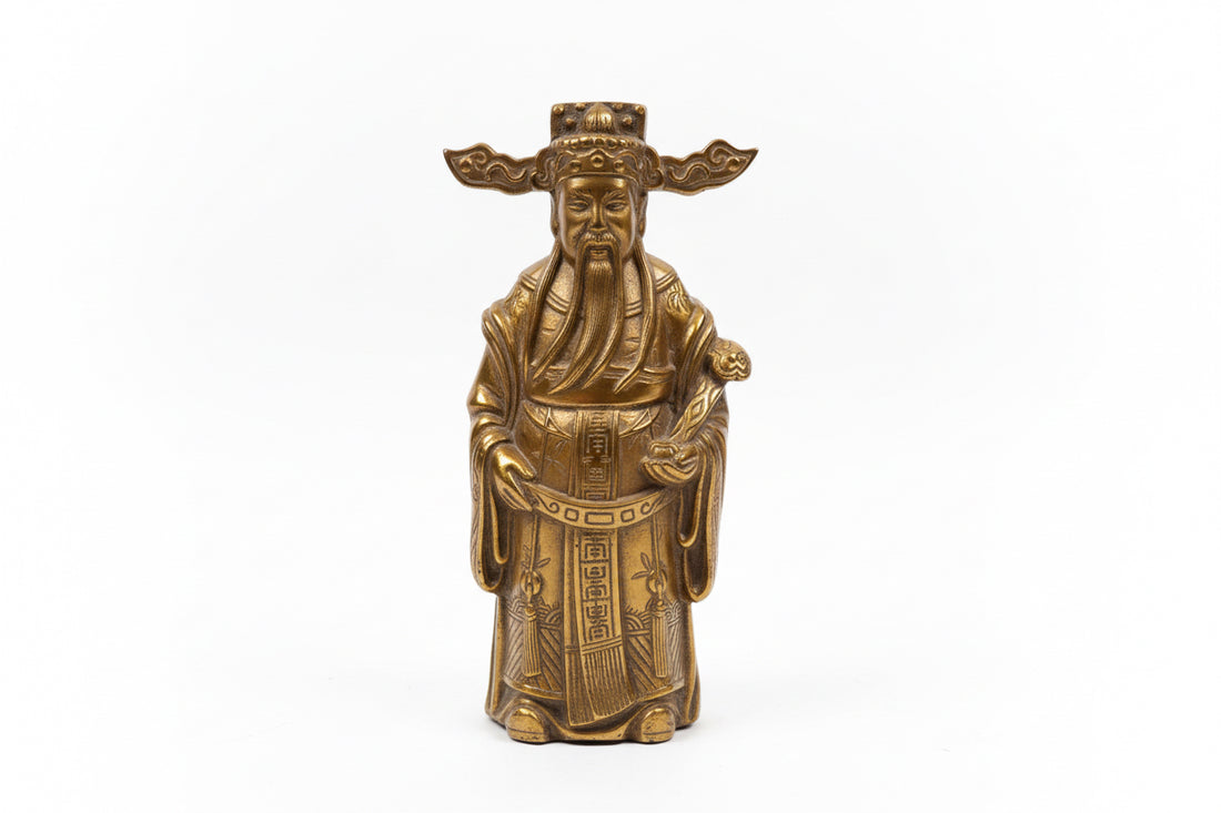 Vintage Chinese brass figure Lu immortal god prosperity elder wise man