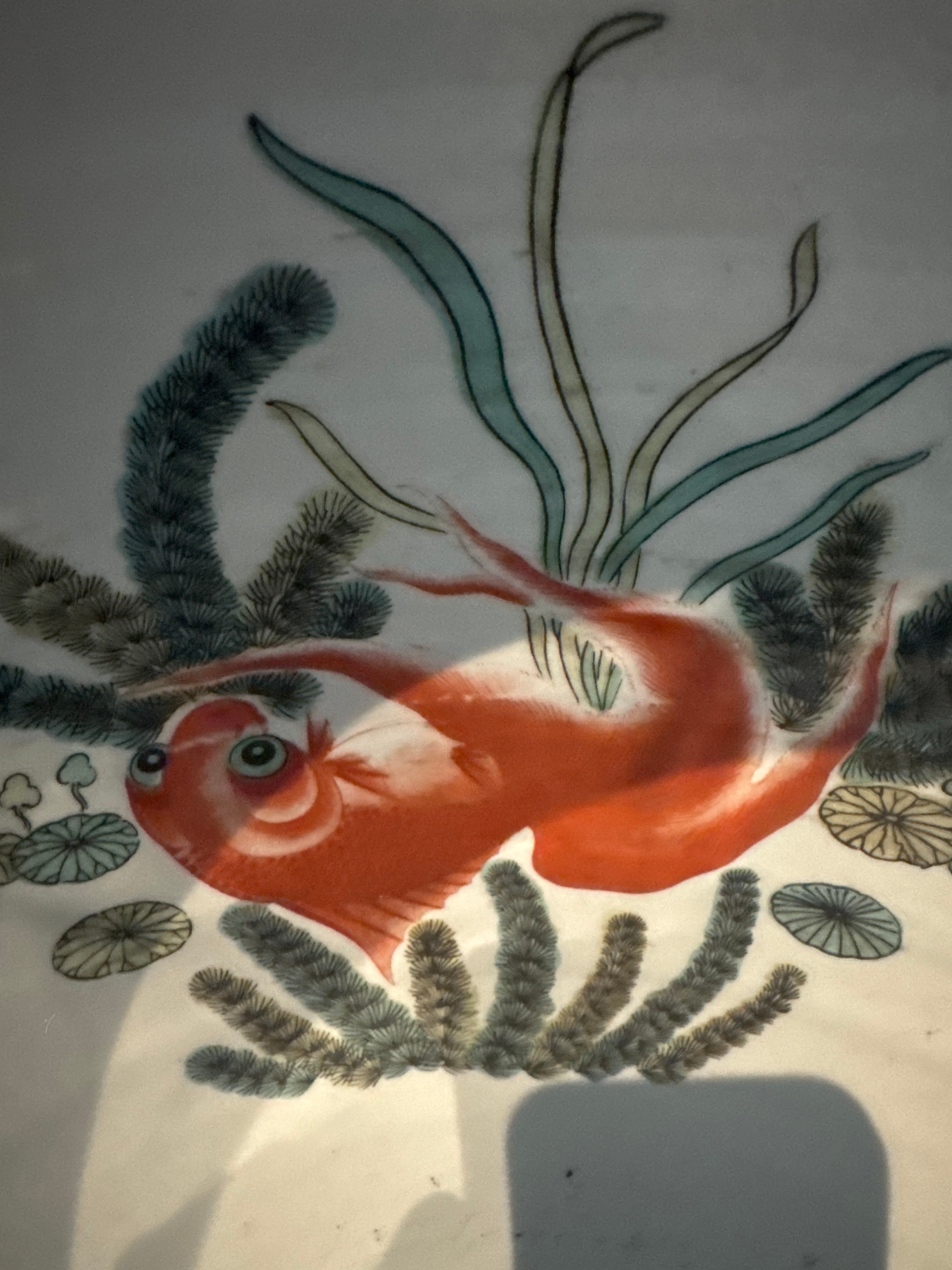 Jardinière Chinoiserie Vintage Chinoise en Porcelaine Carpe Koi