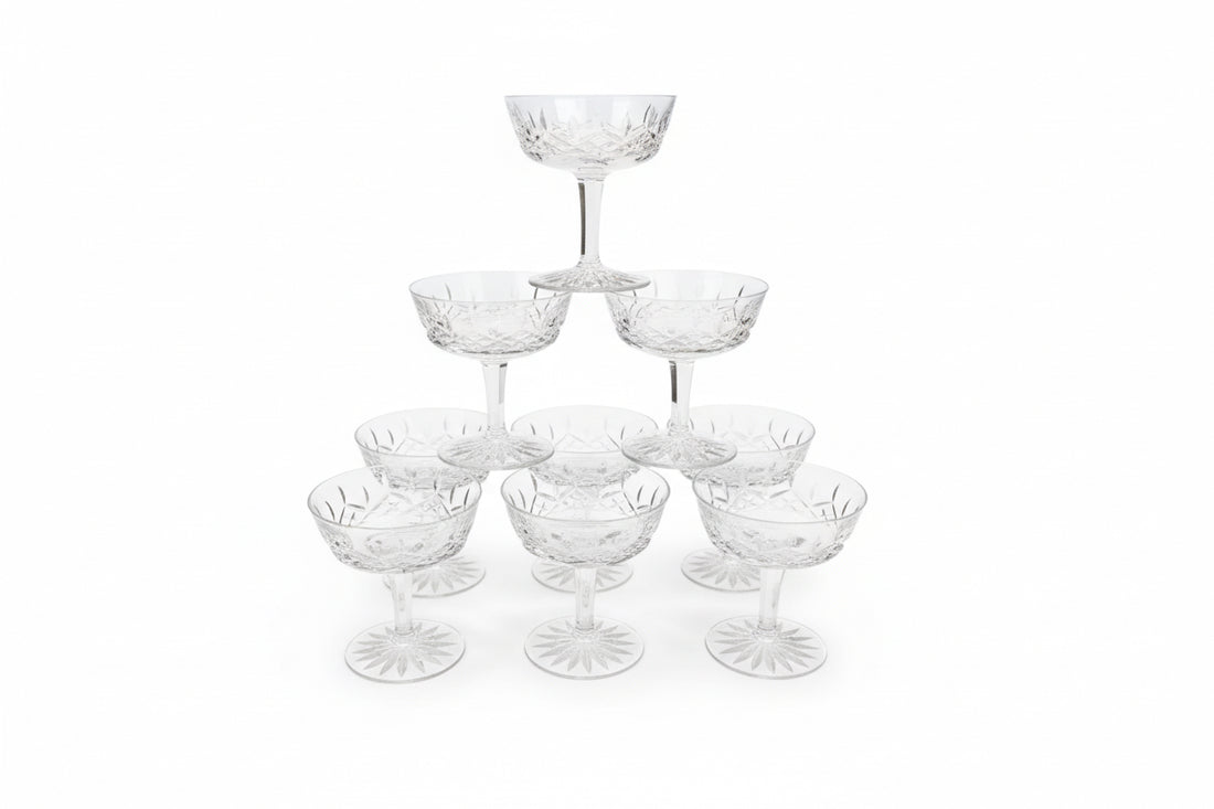 Set of 9 Waterford Coupe Glasses