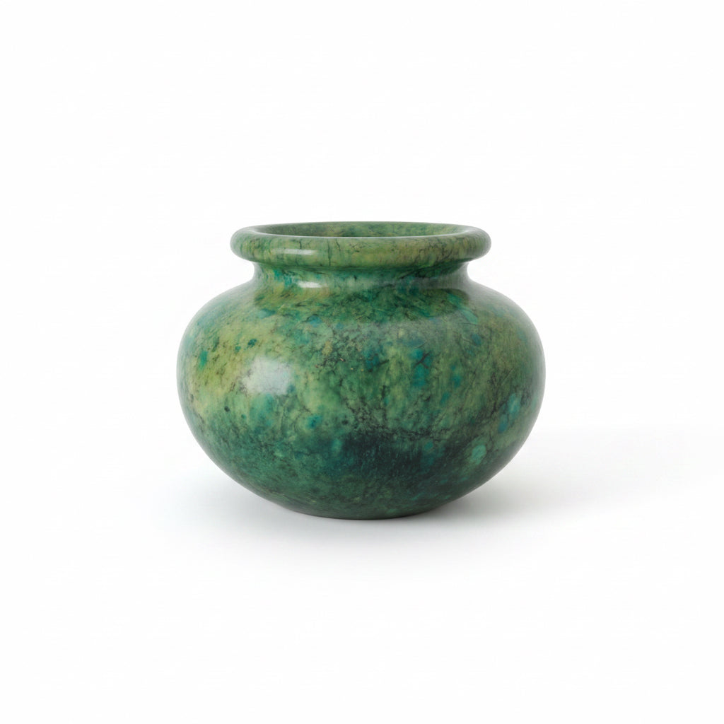 Vintage Green Alabaster Stone Jardiniere