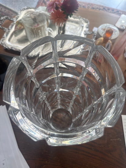 Large Geometric Cut Crystal Vase