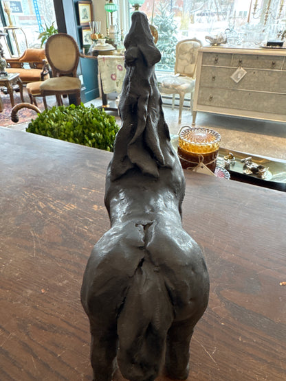 Sculpture cheval vintage en argile
